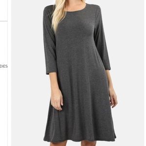 Charcoal Swing Dress with Pockets plus size
